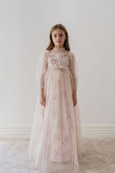 PETITE AMALIE ORCHID TULLE AND FRENCH LACE GOWN